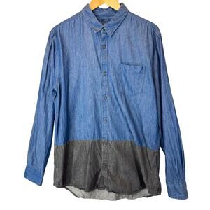 American Rag Shirt Mens Extra Large Blue Black Button Up Long Sleeve
